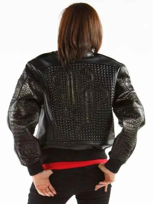 Glowing Black Leather Jacket MB Bomber Pelle Pelle Store