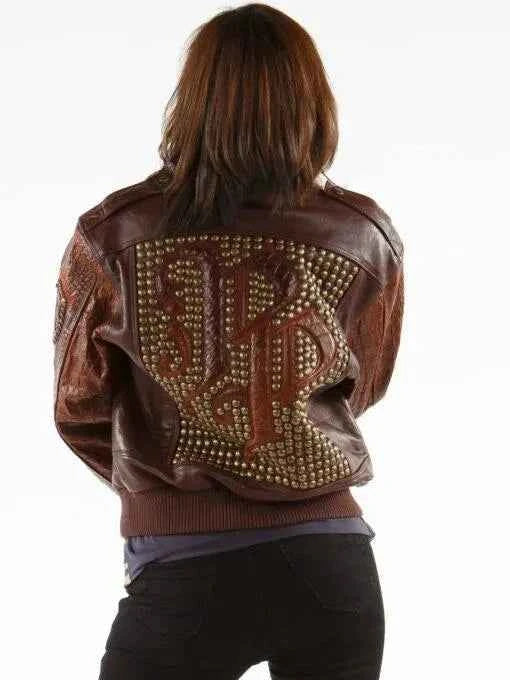 Ladies Brown Leather Jacket Mb Bomber Pelle Pelle