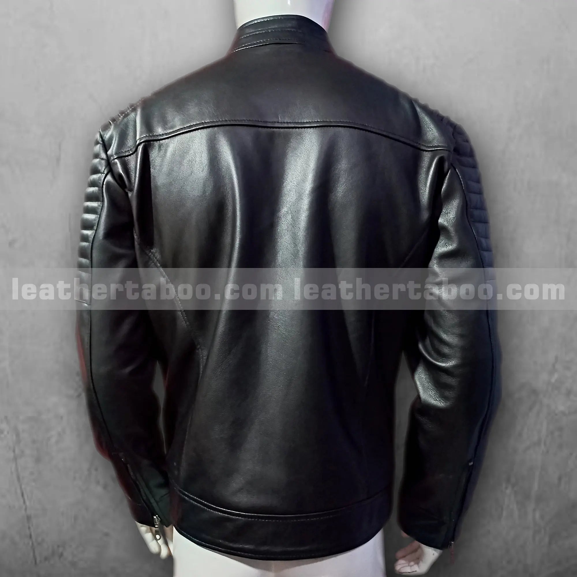 Men's Black Premium Sheepskin Leather Jacket โ Biker Moto Style | Quilted Shoulder | Smart Casual Wear - Leather taboo