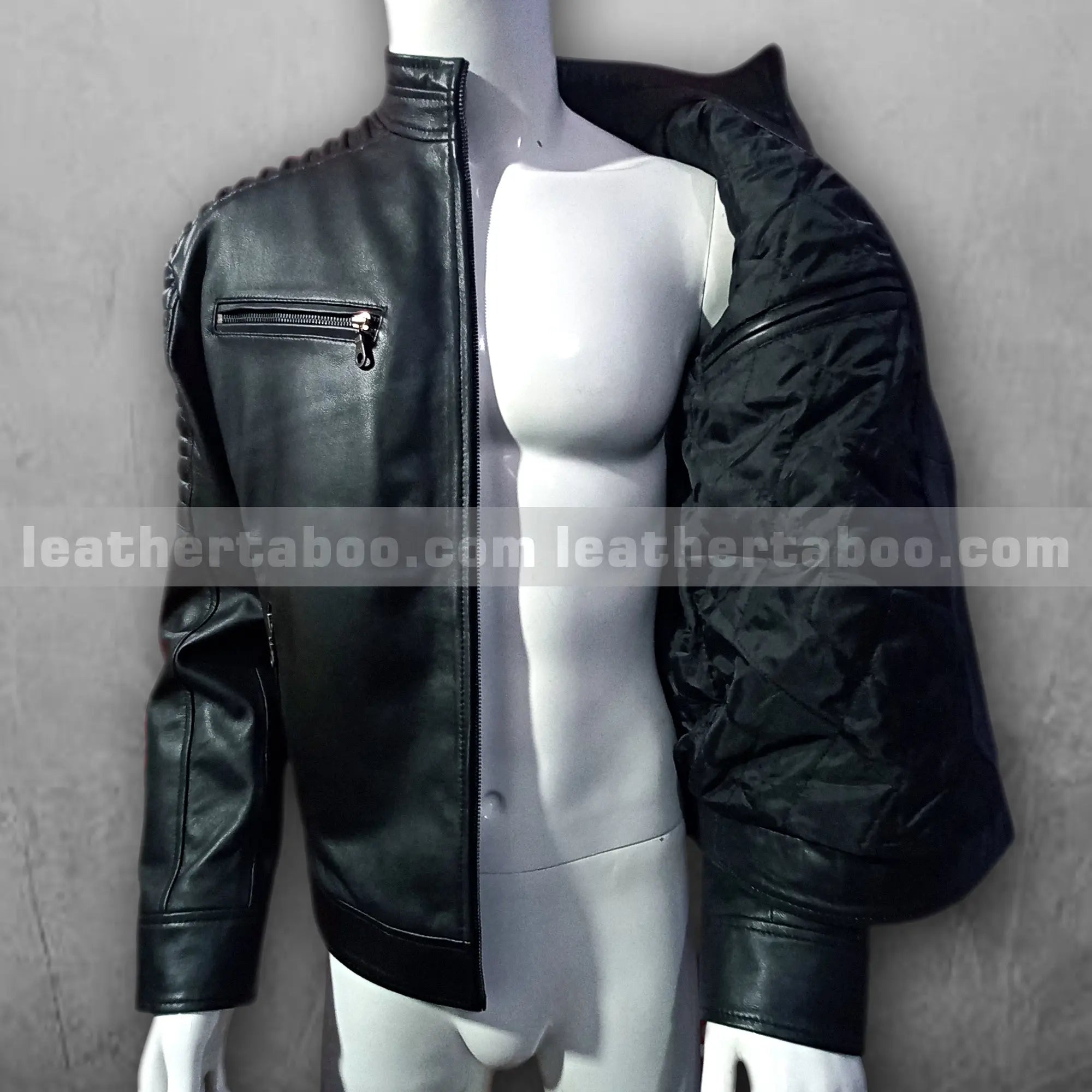 Men's Black Premium Sheepskin Leather Jacket โ Biker Moto Style | Quilted Shoulder | Smart Casual Wear - Leather taboo