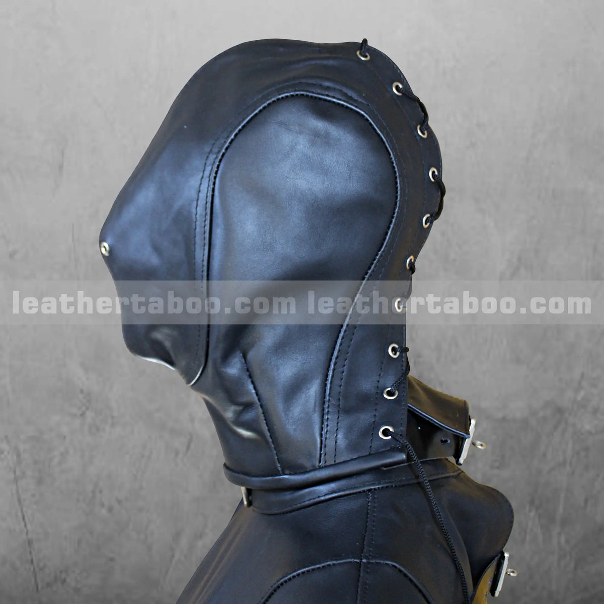 Unisex Leather Bondage Suit with Hood – Cosplay Restraint Jacket for Roleplay, Fetish Wear & Gothic Fashion - Leather taboo