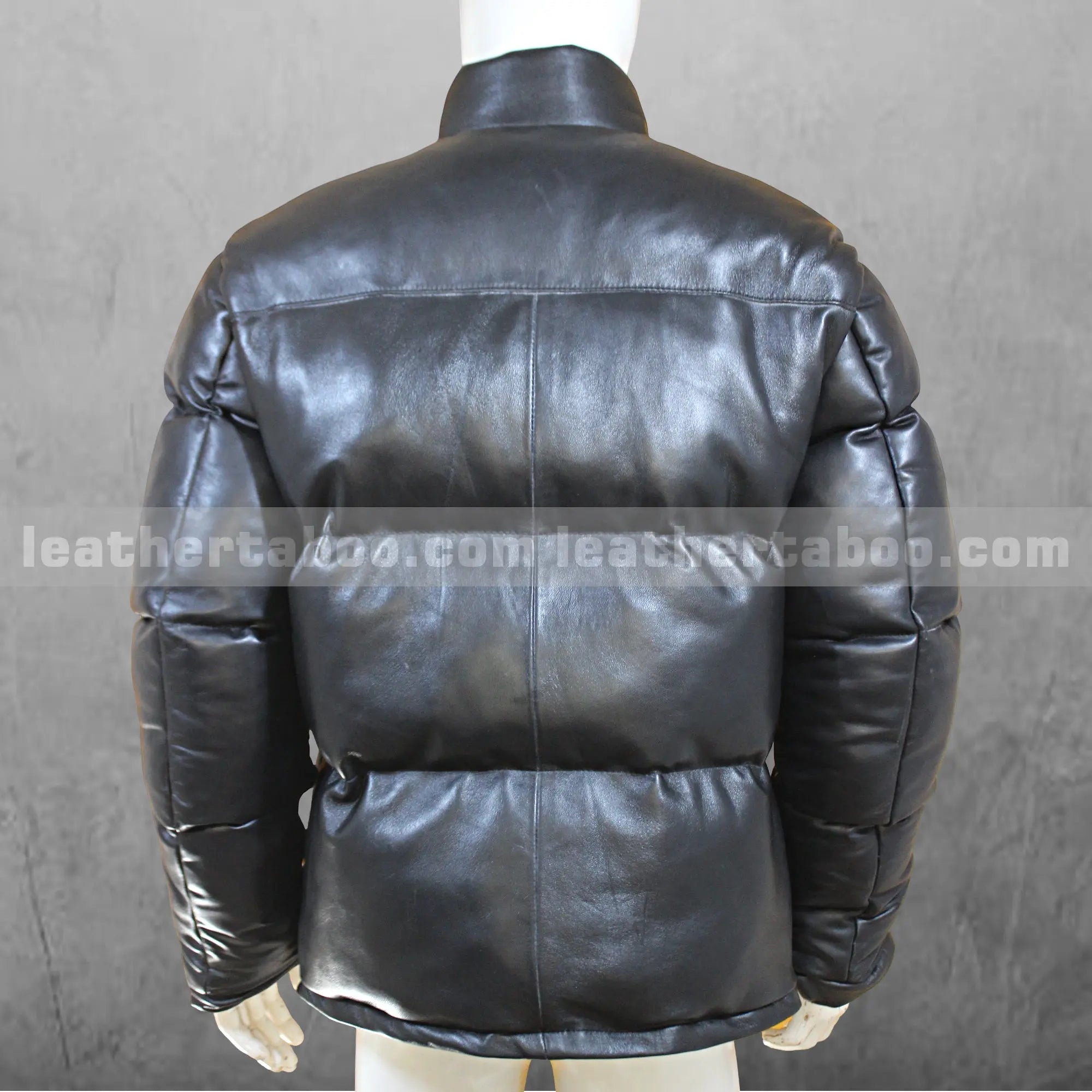 Men’s Black Genuine Sheepskin Leather Puffer Jacket | Warm Winter Outerwear | Handmade Leather Coat - Leather taboo