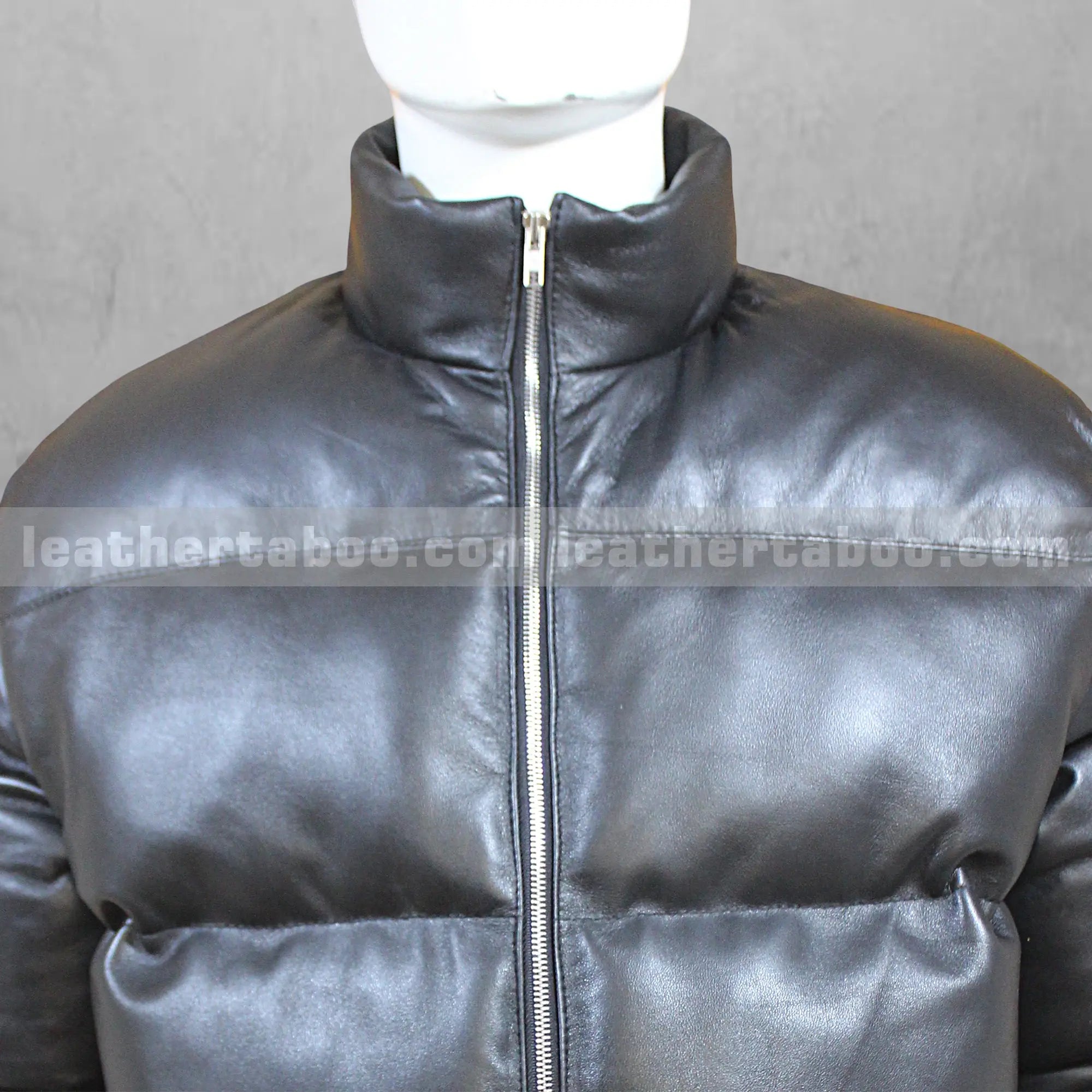 Men’s Black Genuine Sheepskin Leather Puffer Jacket | Warm Winter Outerwear | Handmade Leather Coat - Leather taboo