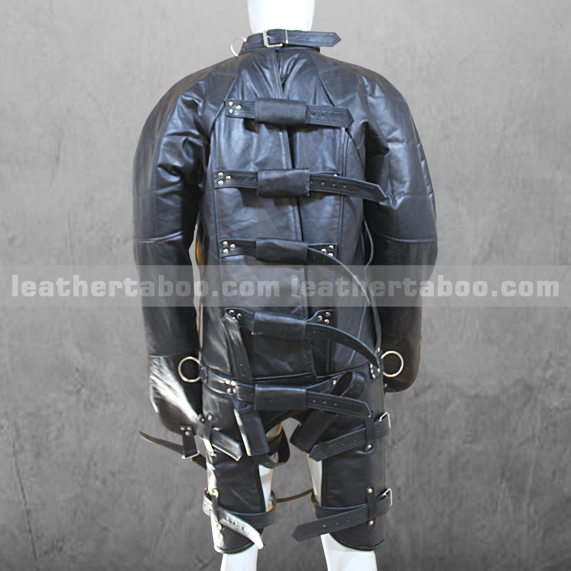 Unisex Black Leather Straitjacket with Restraint Straps | Handmade Fetish Bondage Gear | Gothic Cosplay Costume
