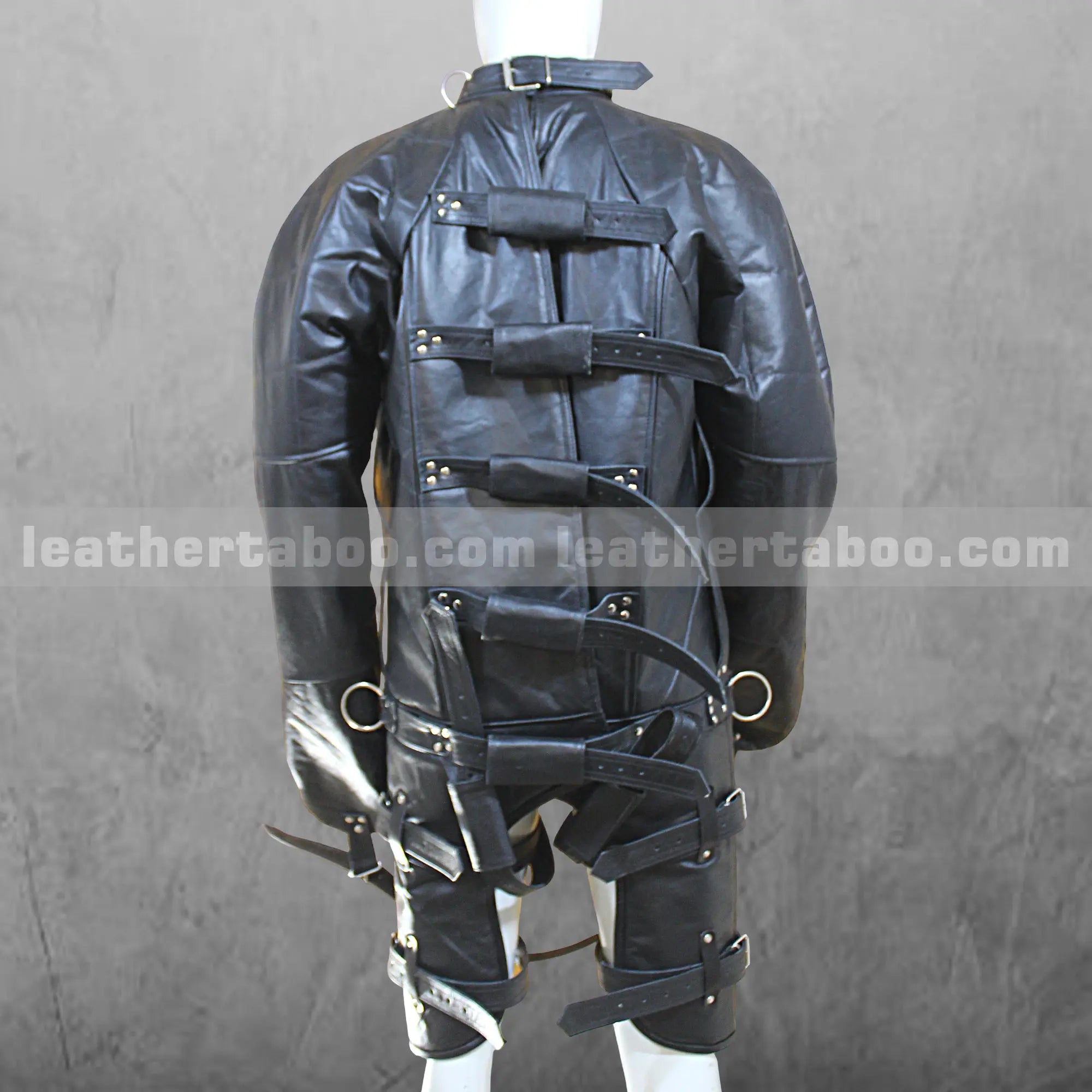 Unisex Black Leather Straitjacket with Restraint Straps | Handmade Fetish Bondage Gear | Gothic Cosplay Costume - Leather taboo