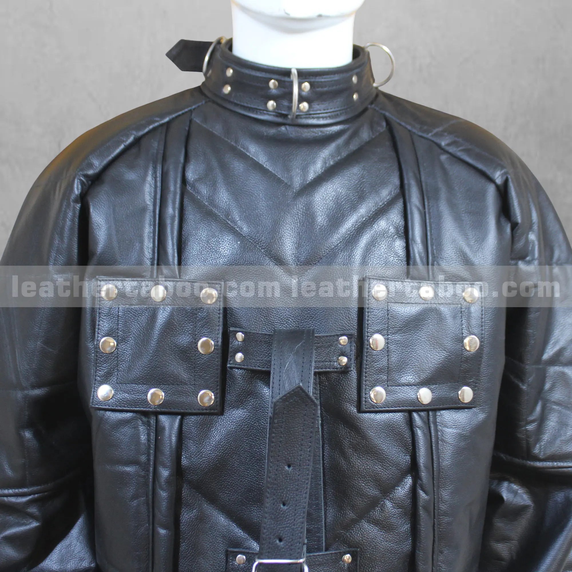 Unisex Black Leather Straitjacket with Restraint Straps | Handmade Fetish Bondage Gear | Gothic Cosplay Costume - Leather taboo