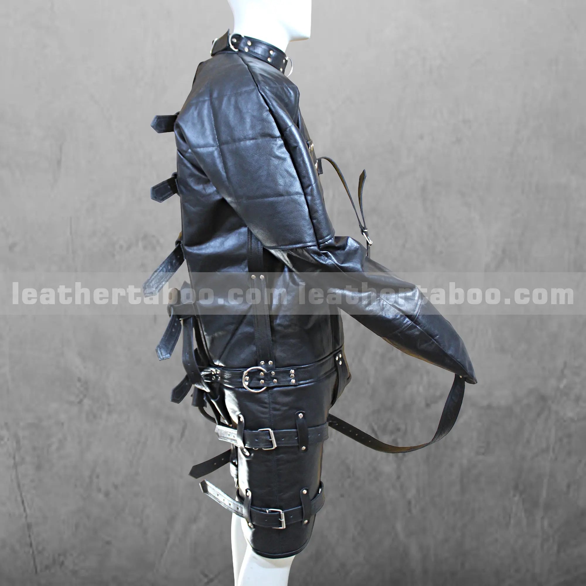 Unisex Black Leather Straitjacket with Restraint Straps | Handmade Fetish Bondage Gear | Gothic Cosplay Costume - Leather taboo