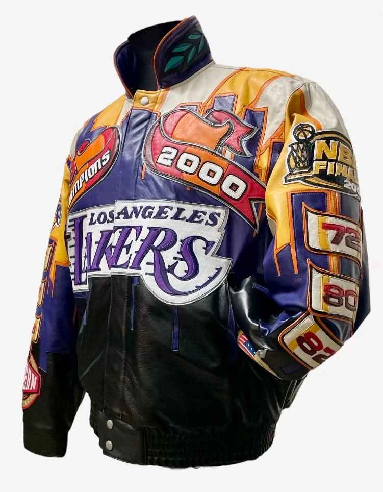 Premium Los Angeles Lakers 2000 Champions Leather Jacket โ Luxury NBA Outerwear