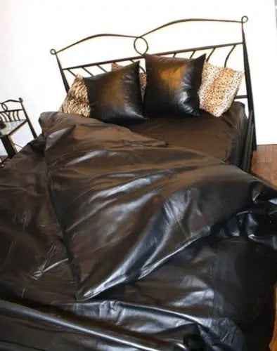 Luxury black NAPA leather bedding set premium design