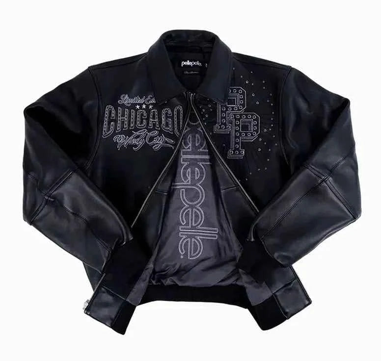 Limited Edition Chicago Men Pelle Pelle X TB Windy City MB Black Jacket