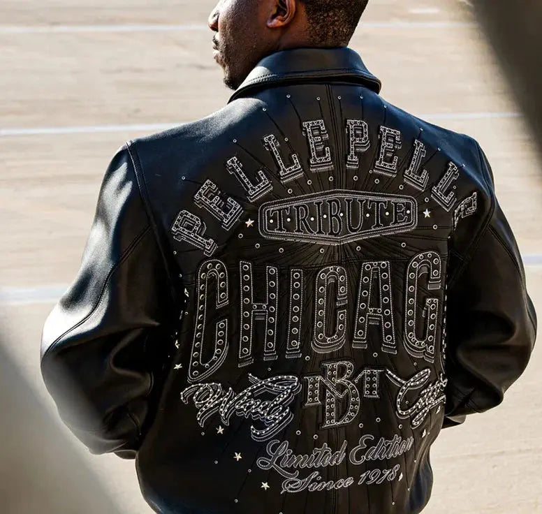 Limited Edition Chicago Pelle Pelle X TB Windy City MB Black Leather Jacket