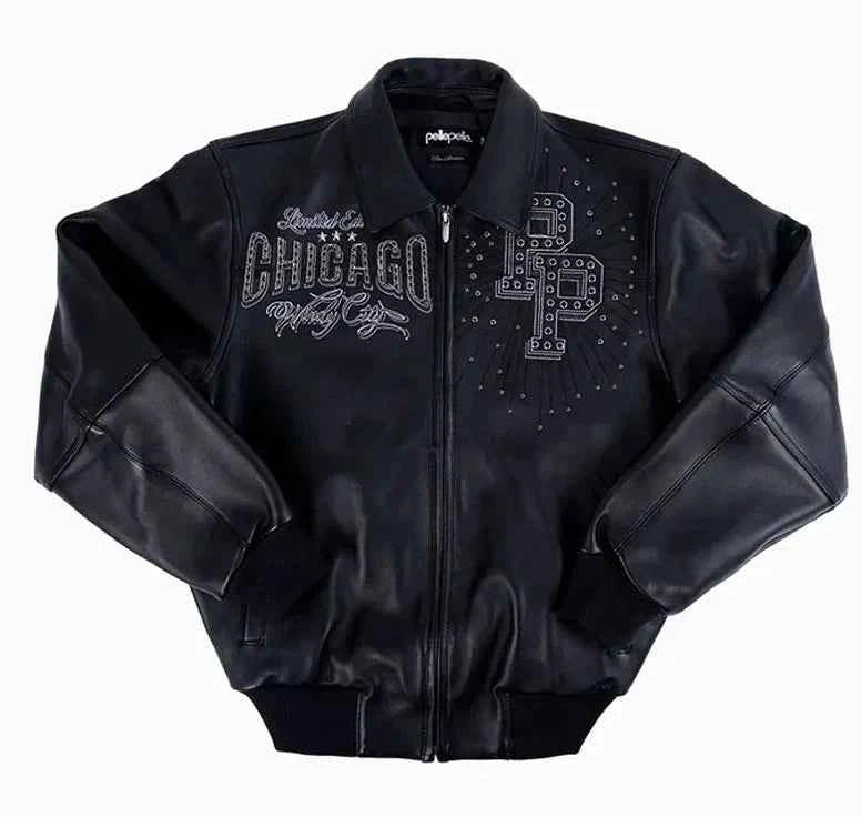 Limited Edition Chicago Men Pelle Pelle X TB Windy City MB Black Jacket