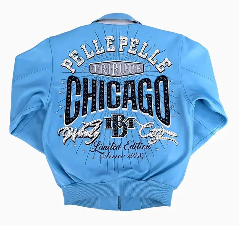 X TB Windy City Blue Leather Jacket, front view