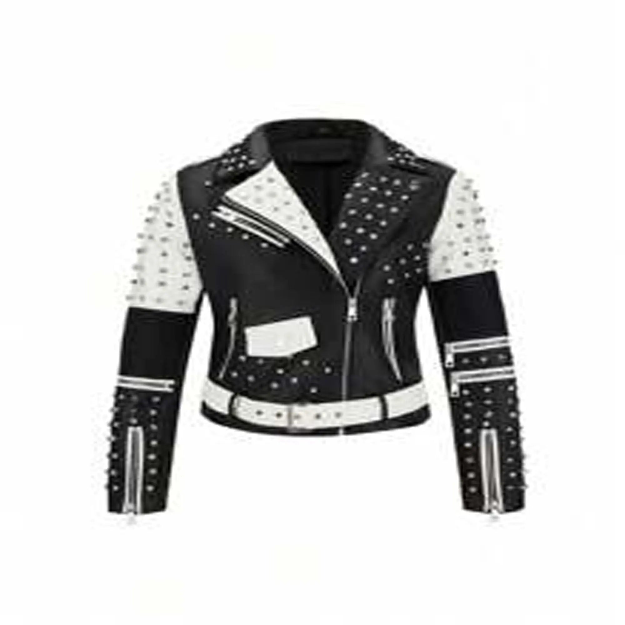 Men motorcycle jacket diamond rivet front view biker style HD