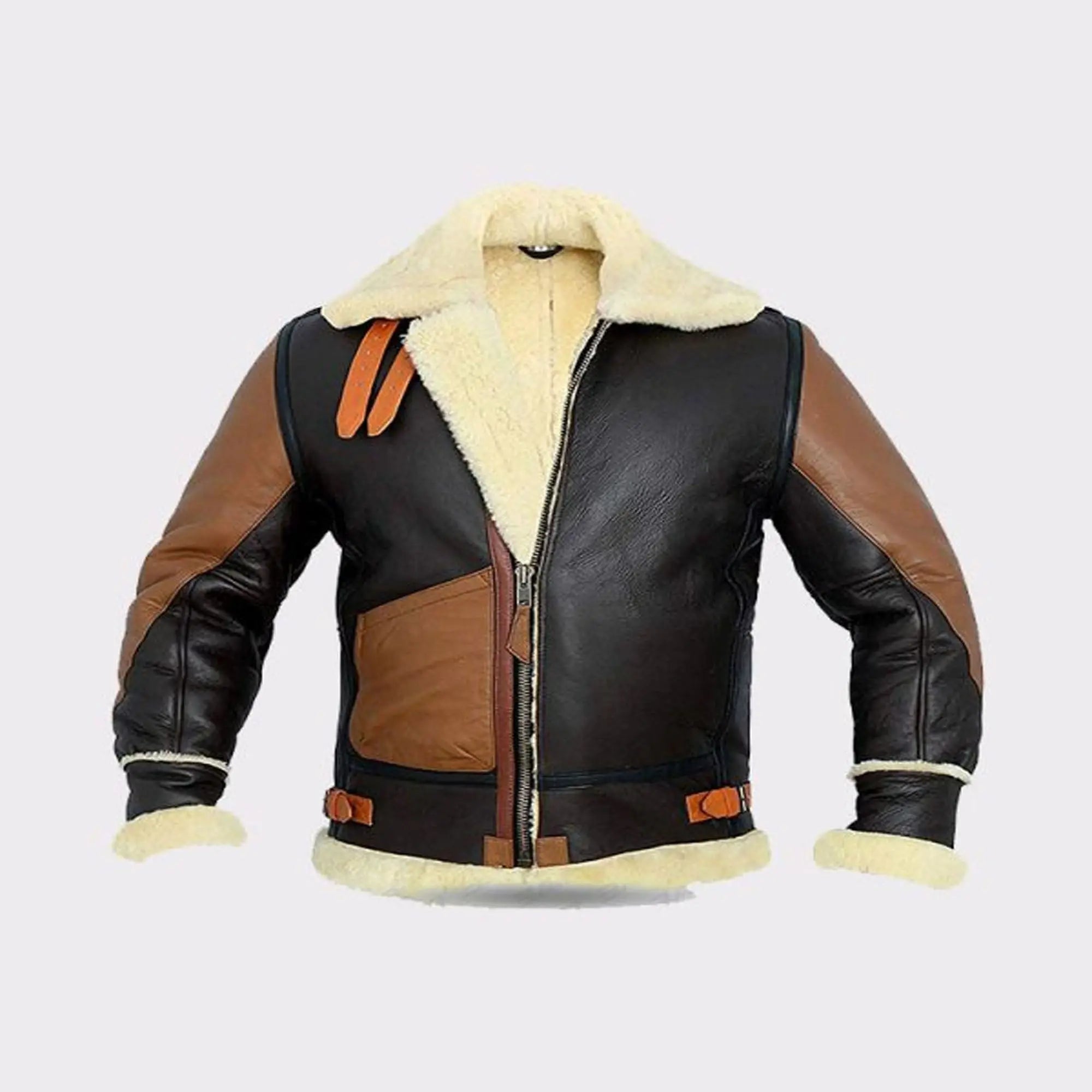 Men's B3 aviator shearling leather jacket front view