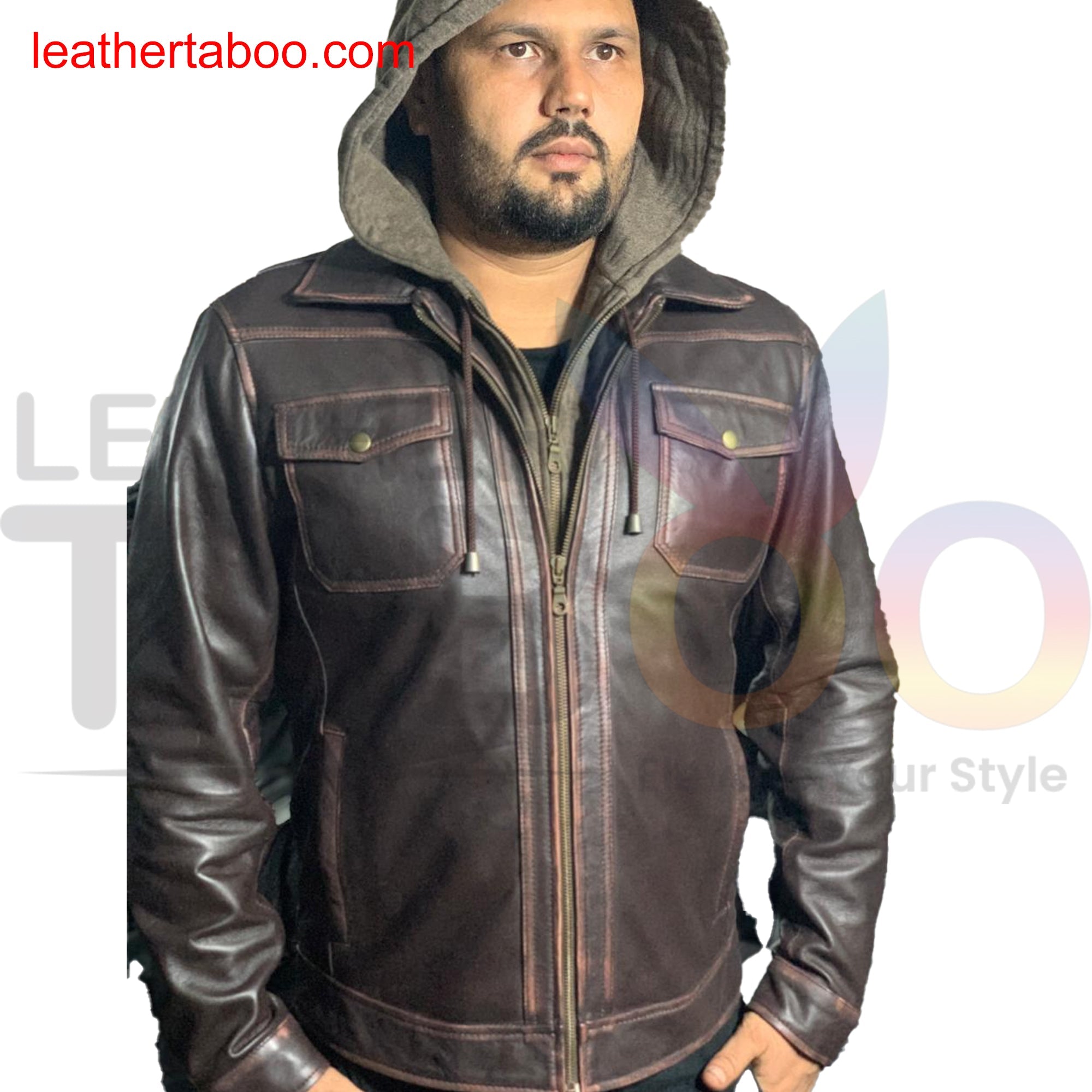 Men’s Winter Leather Jacket (Casual Motorcycle Style)
