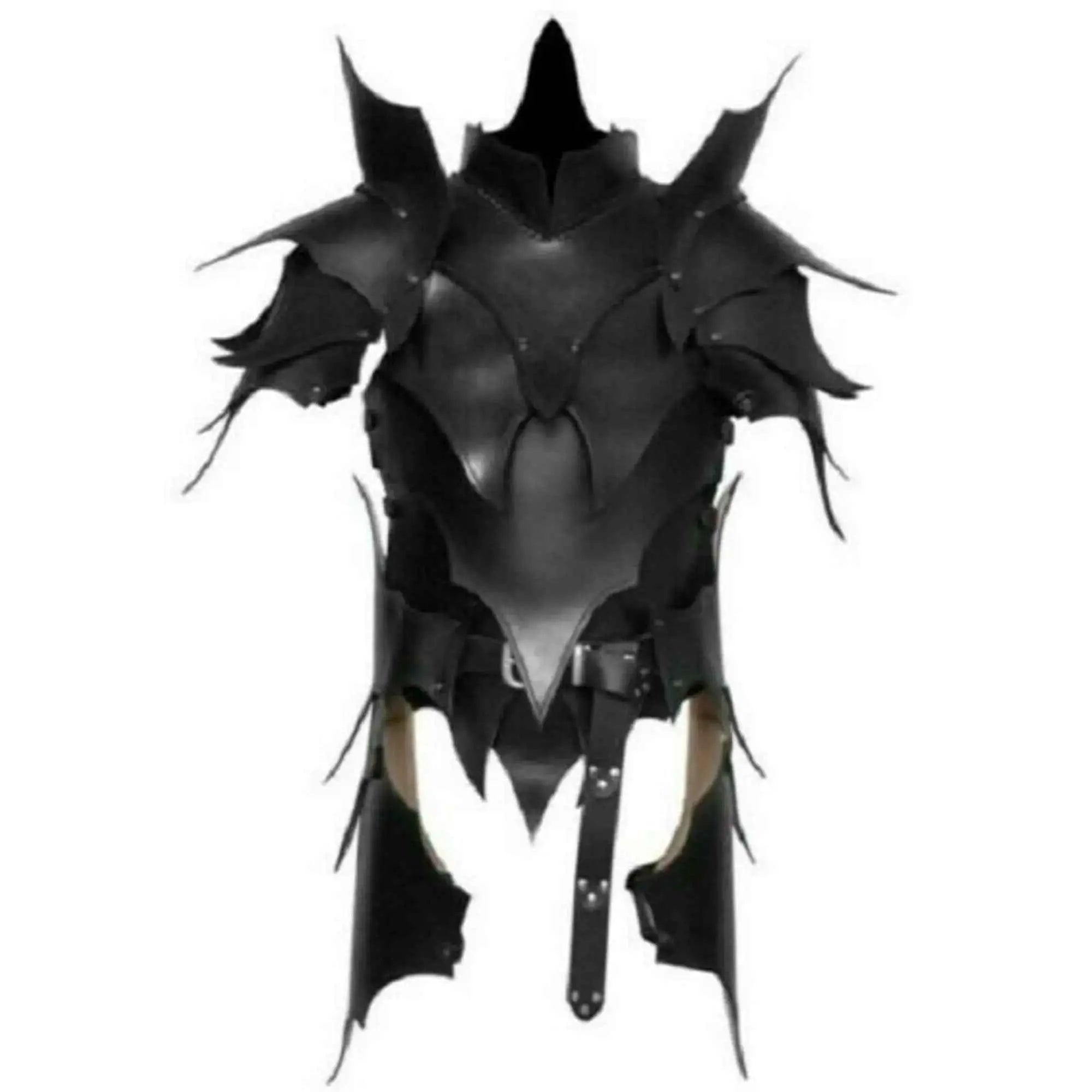 Men's black leather Celtic warrior armor front view