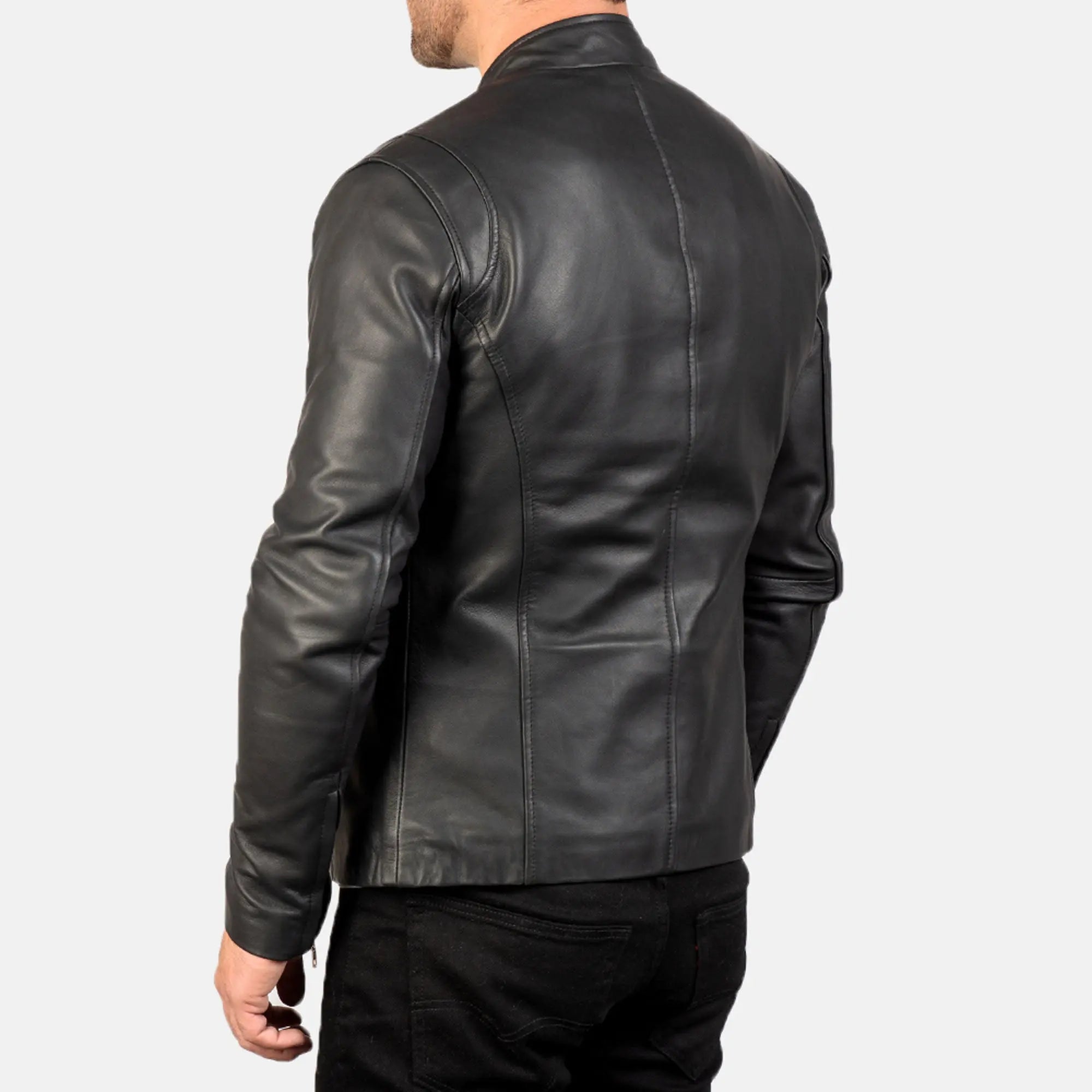 Modern black leather jacket