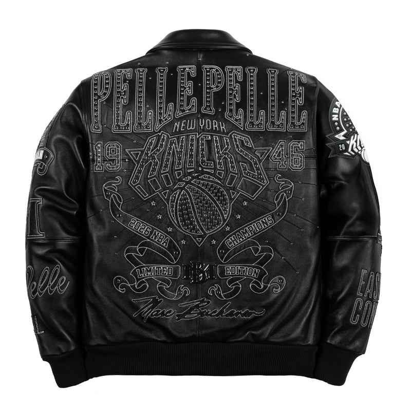 Pelle Pelle x FISLL City of Knicks Womenโs Black Leather Jacket