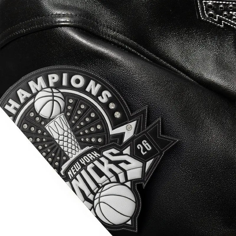 FISLL City of Knicks Women's Black Leather Jacket - Leather Taboo