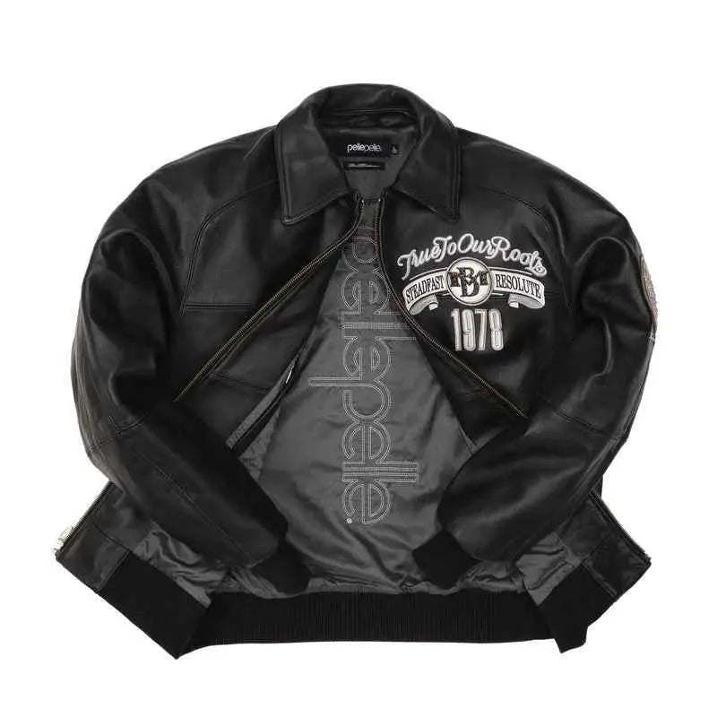 True To Our Roots Black Leather Jacket, detail view 3