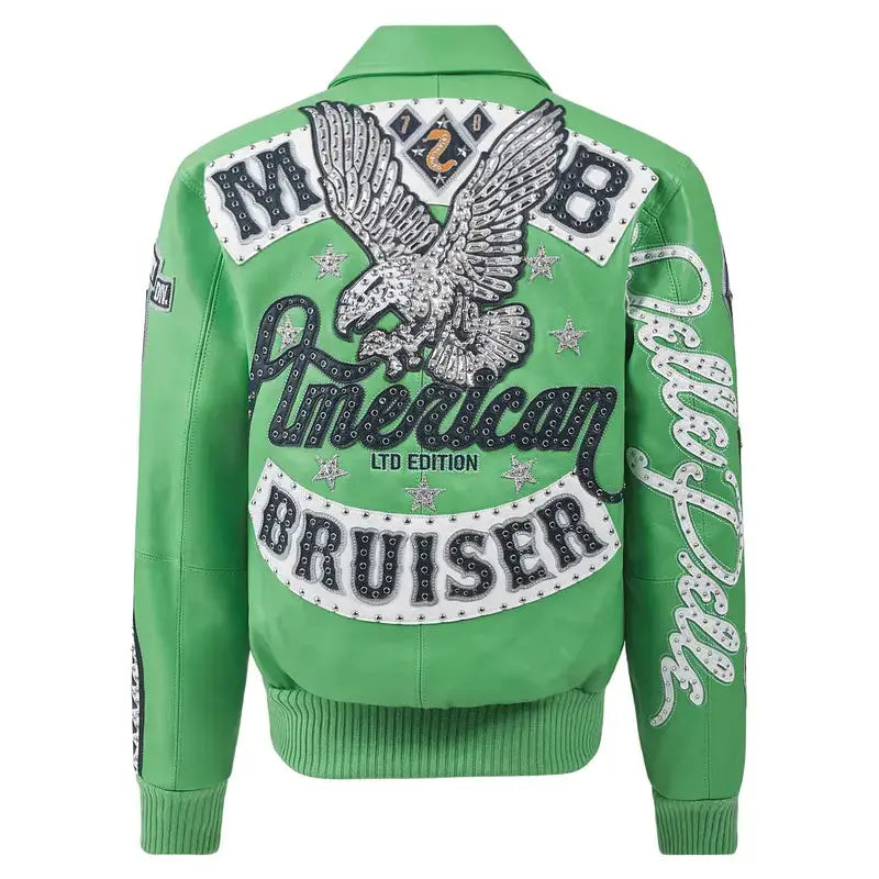 Men's Pelle Pelle American Bruiser Green Cowhide Leather Jacket