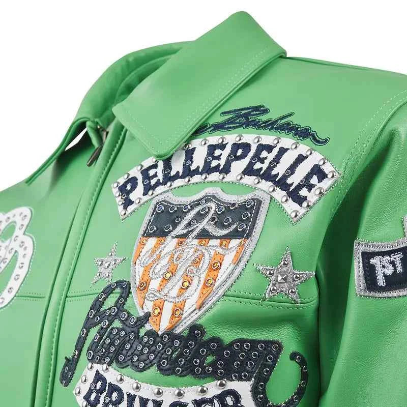 Pelle Pelle Red Crown Embossed Premium Cowhide Leather Jacket for Men