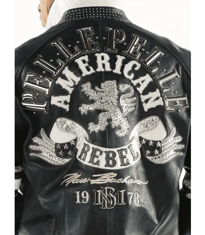 Menโs Pelle Pelle American Rebel Marc Buchanan Black Leather Jacket