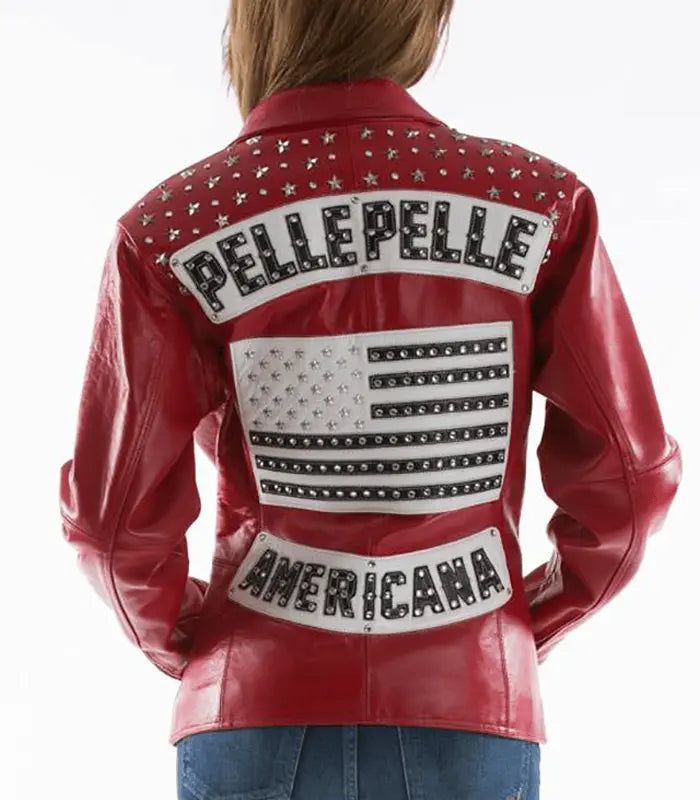 Pelle Pelle All Americana Womenโs Red Leather Jacket
