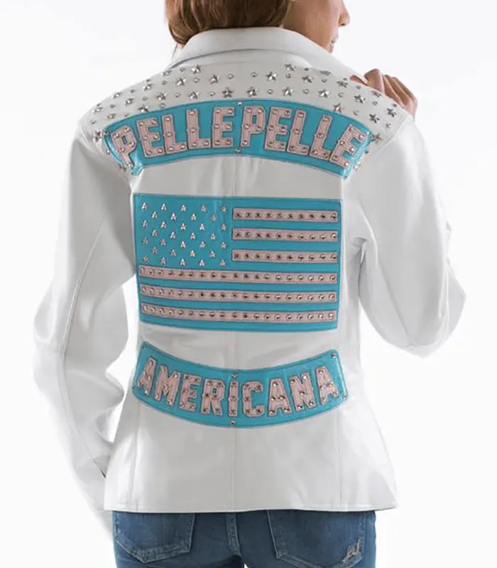 Pelle Pelle All Americana Womenโs White Leather Jacket leathertaboo.com