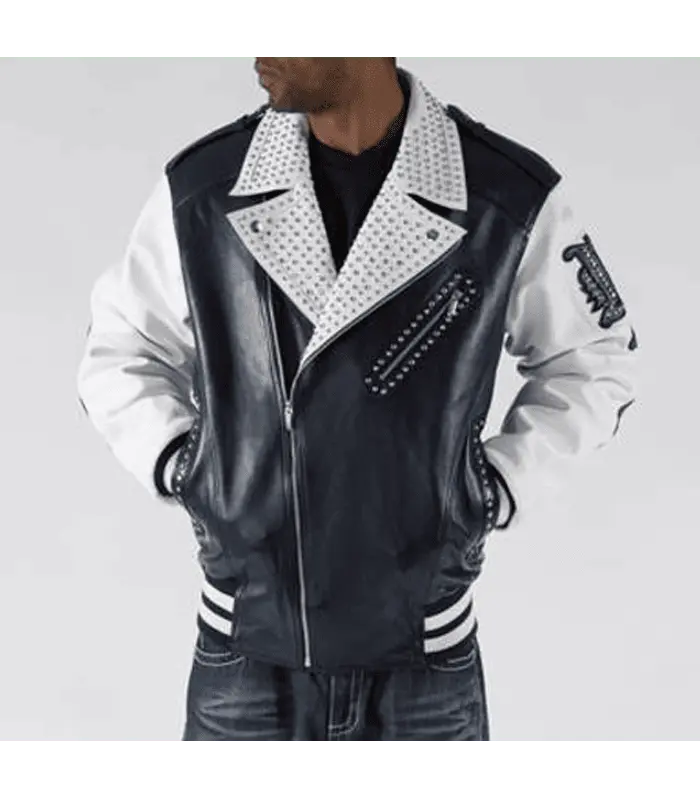 Pelle Pelle Varsity Navy Plush Leather Biker Jacket