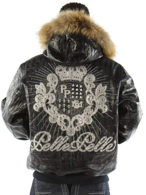 Crest Black Leather Jacket, collar detail