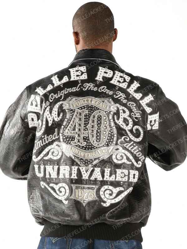 elle Pelle Mens Unrivaled 40th Anniversary Black Leather Jacket