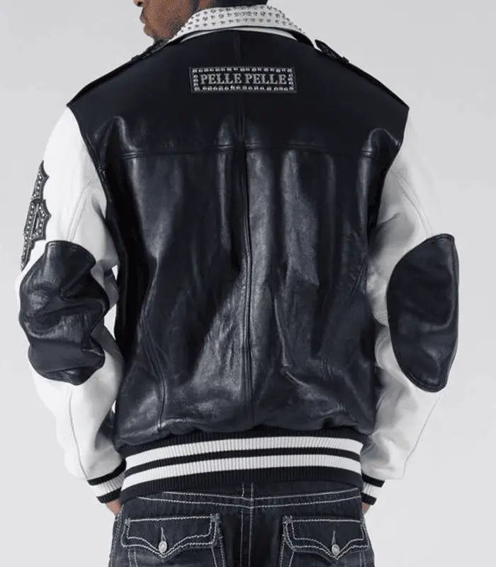 Pelle Pelle Varsity Navy Plush Leather Biker Jacket