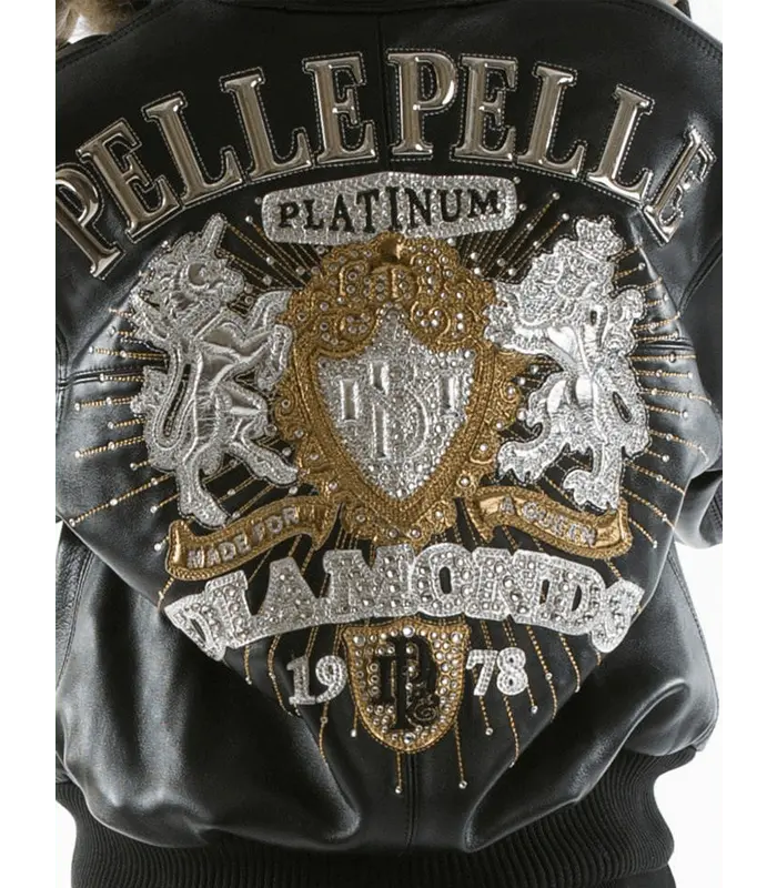 Pelle Pelle Platinum and Diamonds Fur Hood Black Plush Jacket