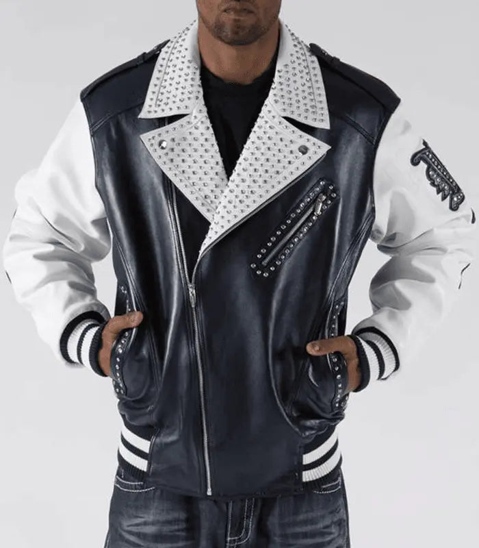 Pelle Pelle Varsity Biker Navy Plush Jacket