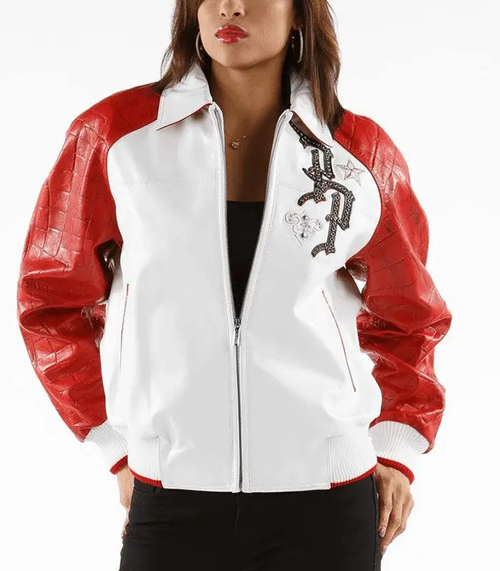 Limited 78 Pelle Pelle Marc Buchanan White and Red Leather Jacket