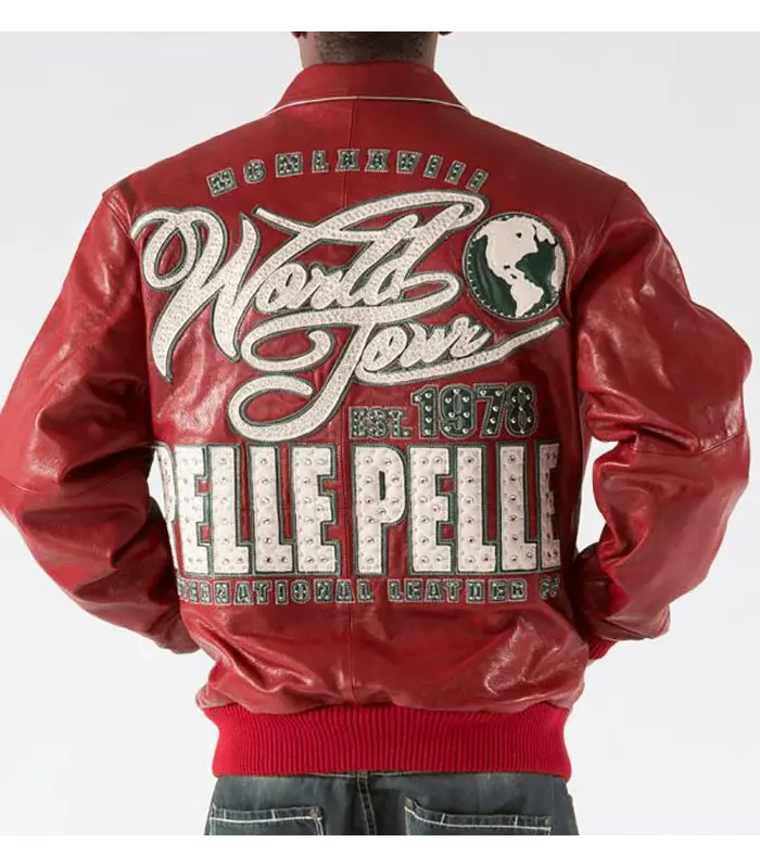 Pelle Pelle World Tour Est 1978 International Red Leather Jacket