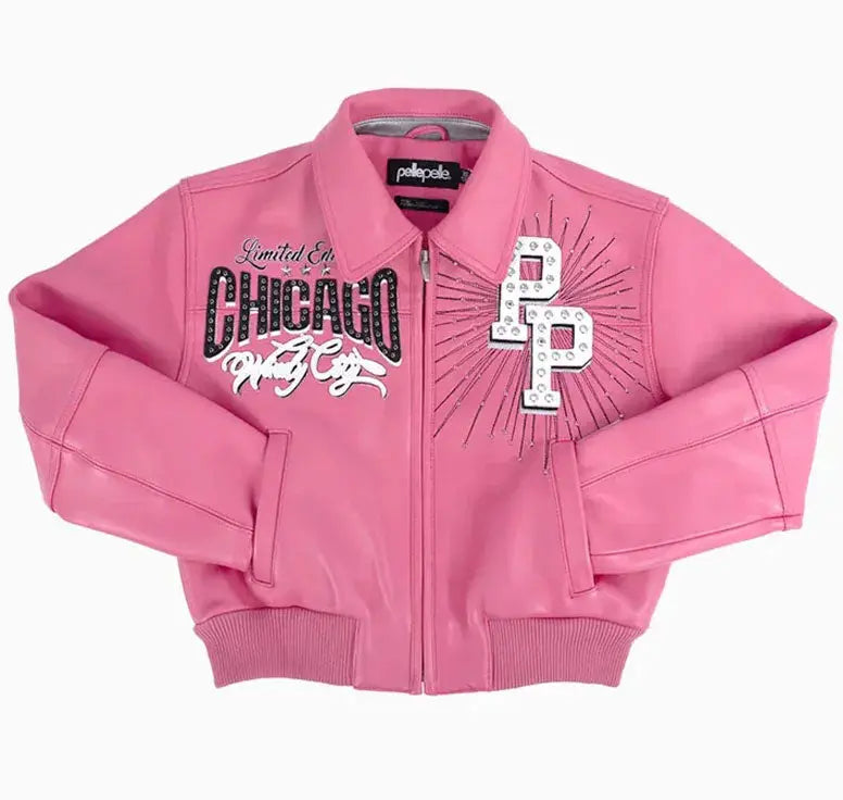 Women's Pelle Pelle X TB Windy City MB Pink Leather Jacket