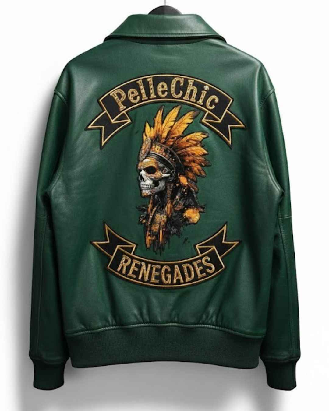 PelleChic Renegades Embroidered Leather Jacket – Skull Warrior Edition