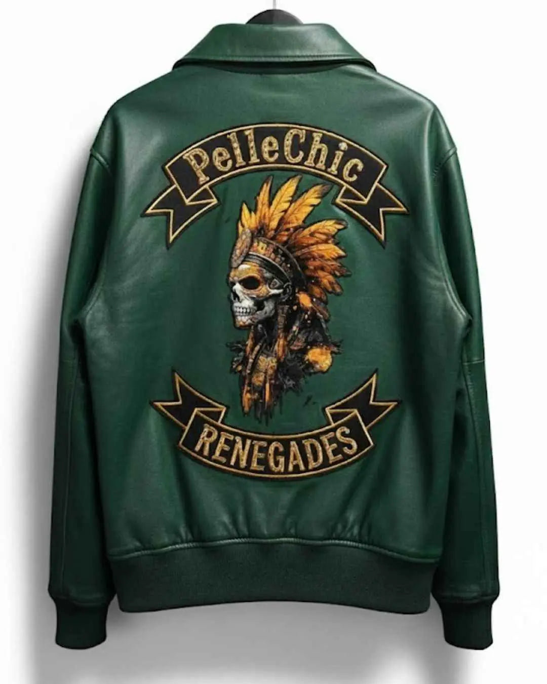 PelleChic Renegades Embroidered Leather Jacket โ Skull Warrior Edition
