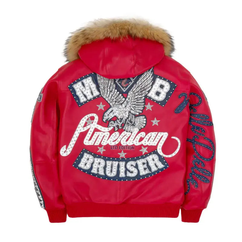 Pelle Pelle American Bruiser Hooded Red Leather Jacket