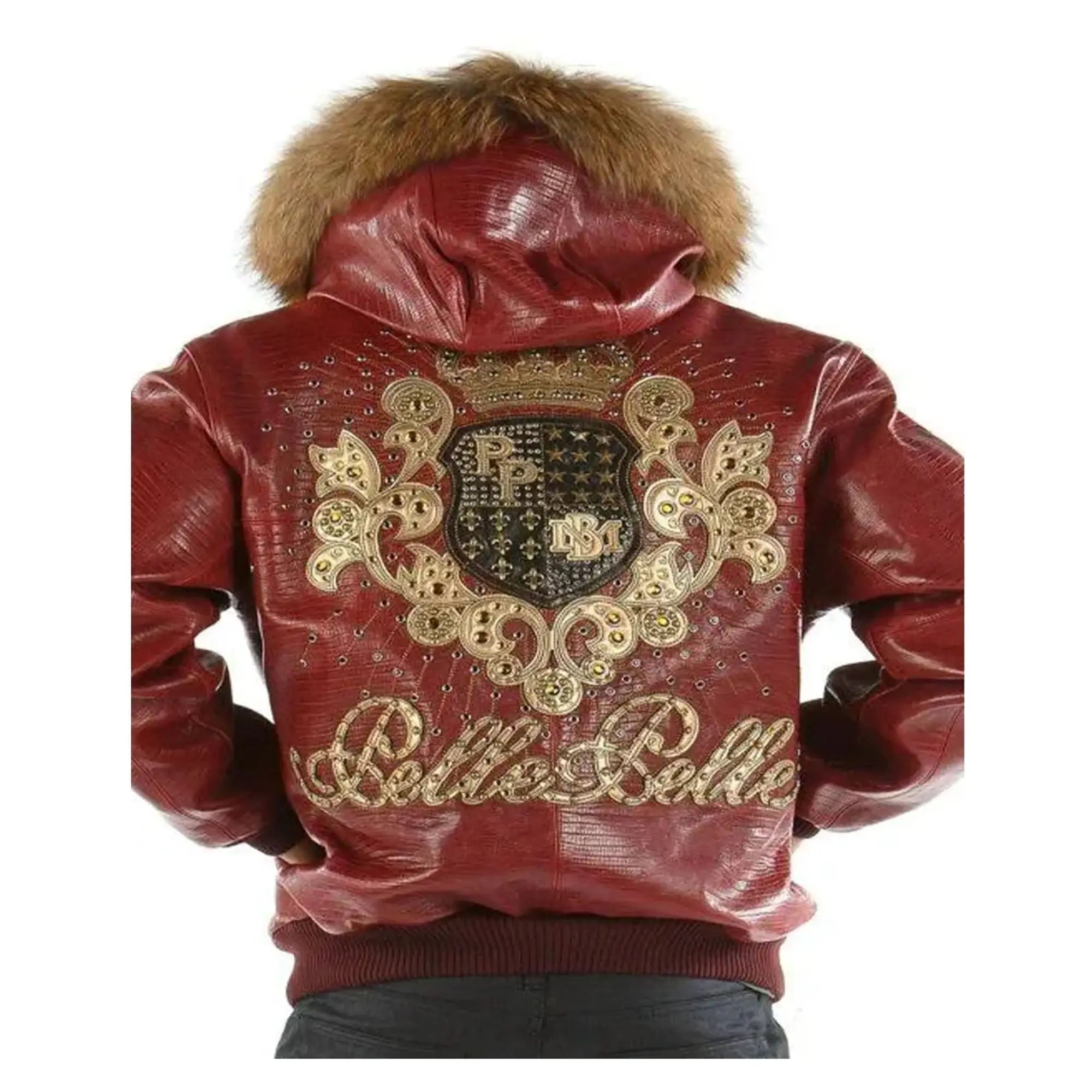 Pelle Pelle Crest maroon leather jacket Back view