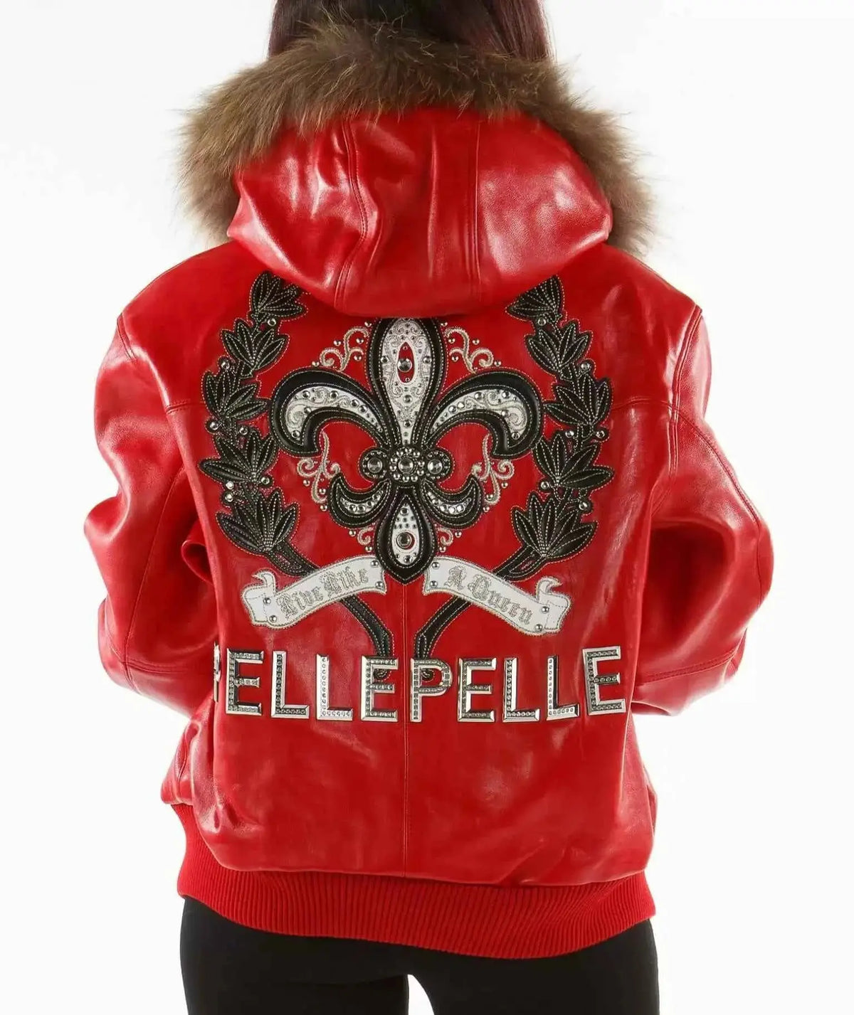 Live Like A Queen Hooded Red Genuine Leather Jacket, hood detail