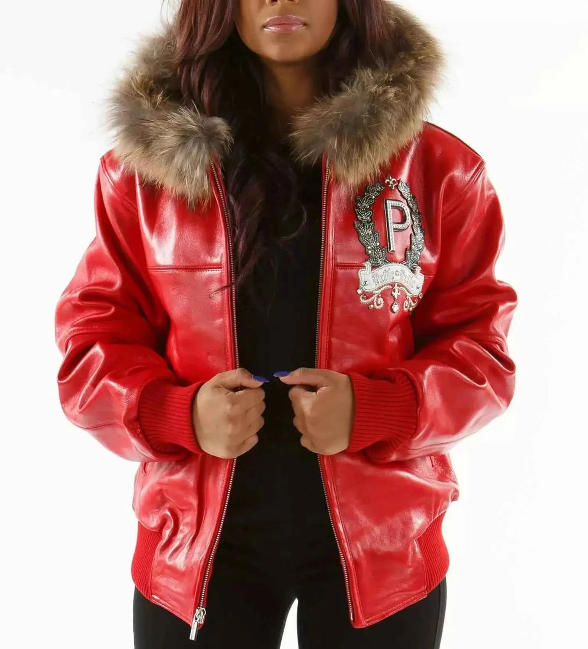 Live Like A Queen Hooded Red Genuine Leather Jacket, hood detail 2