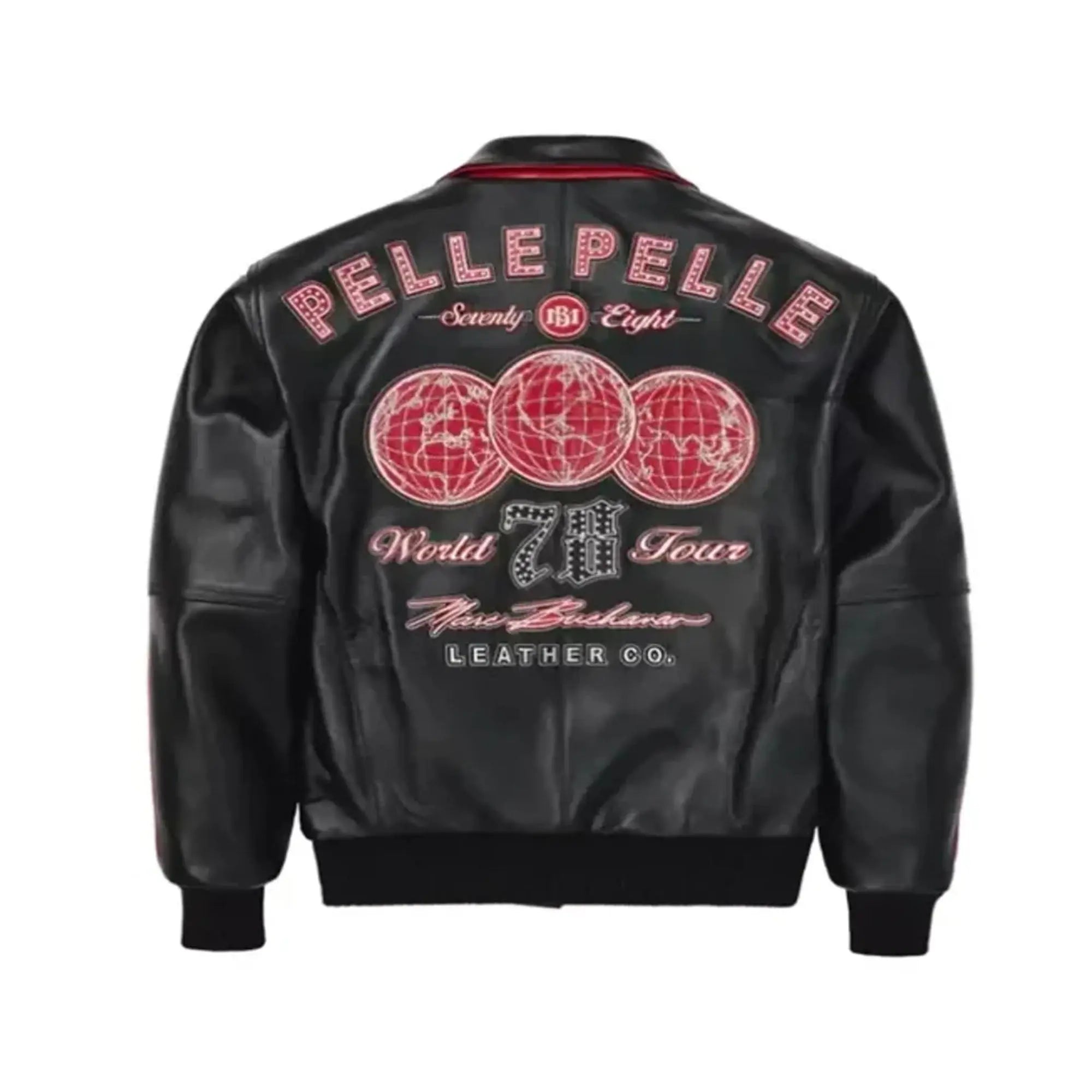 Pelle Pelle World Tour plush black leather jacket Back