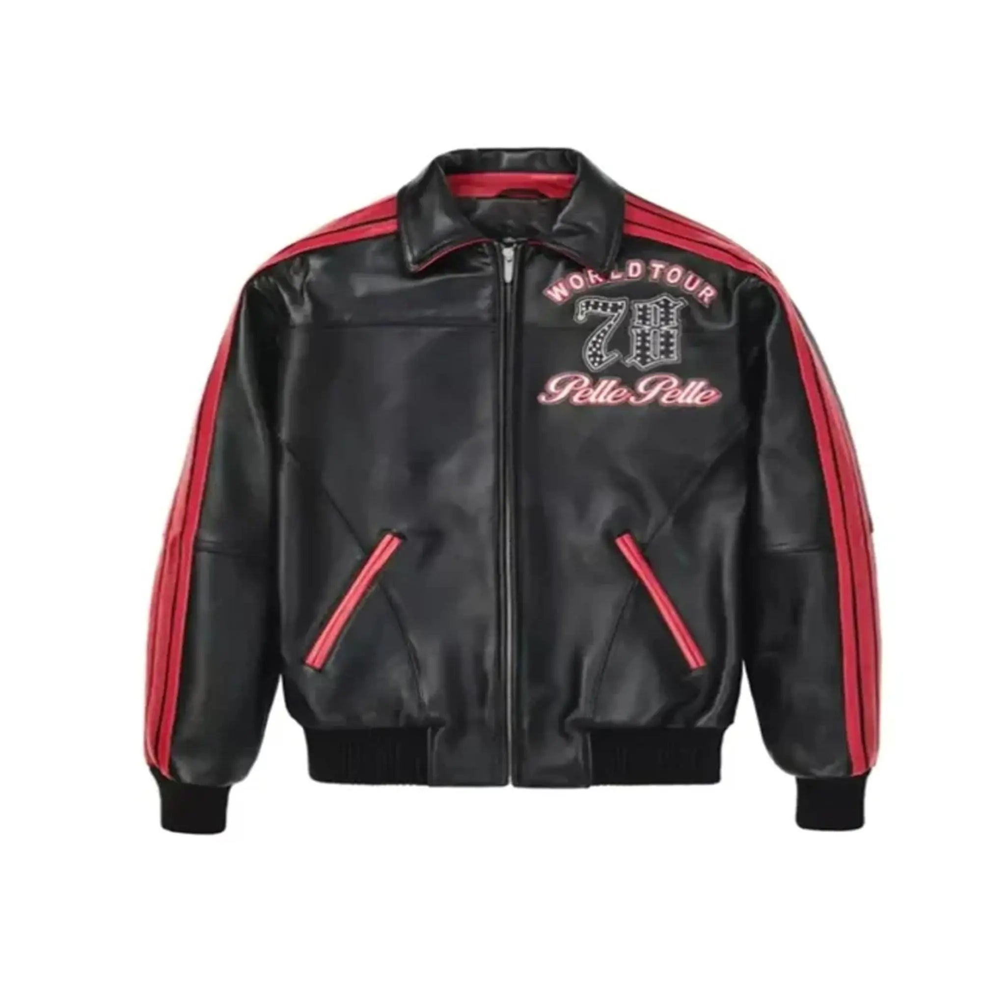 Pelle Pelle World Tour plush black leather jacket front