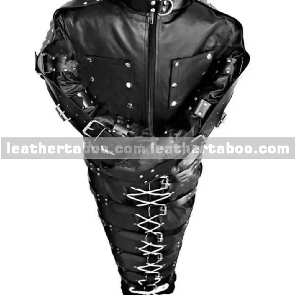 Premium Leather Bondage Sleepsack with Arm Binder leathertaboo.com
