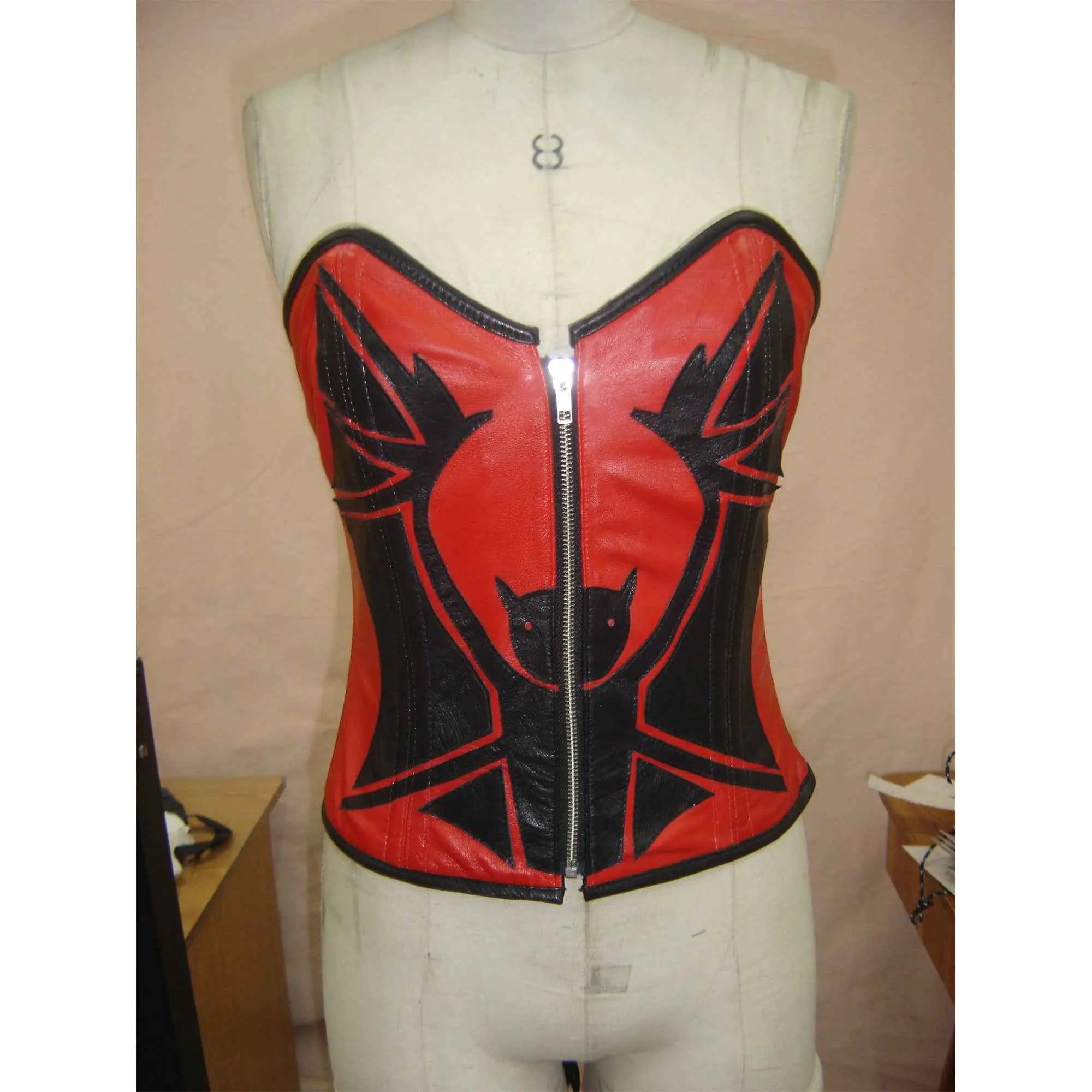 Premium black leather corset with lace-up back design