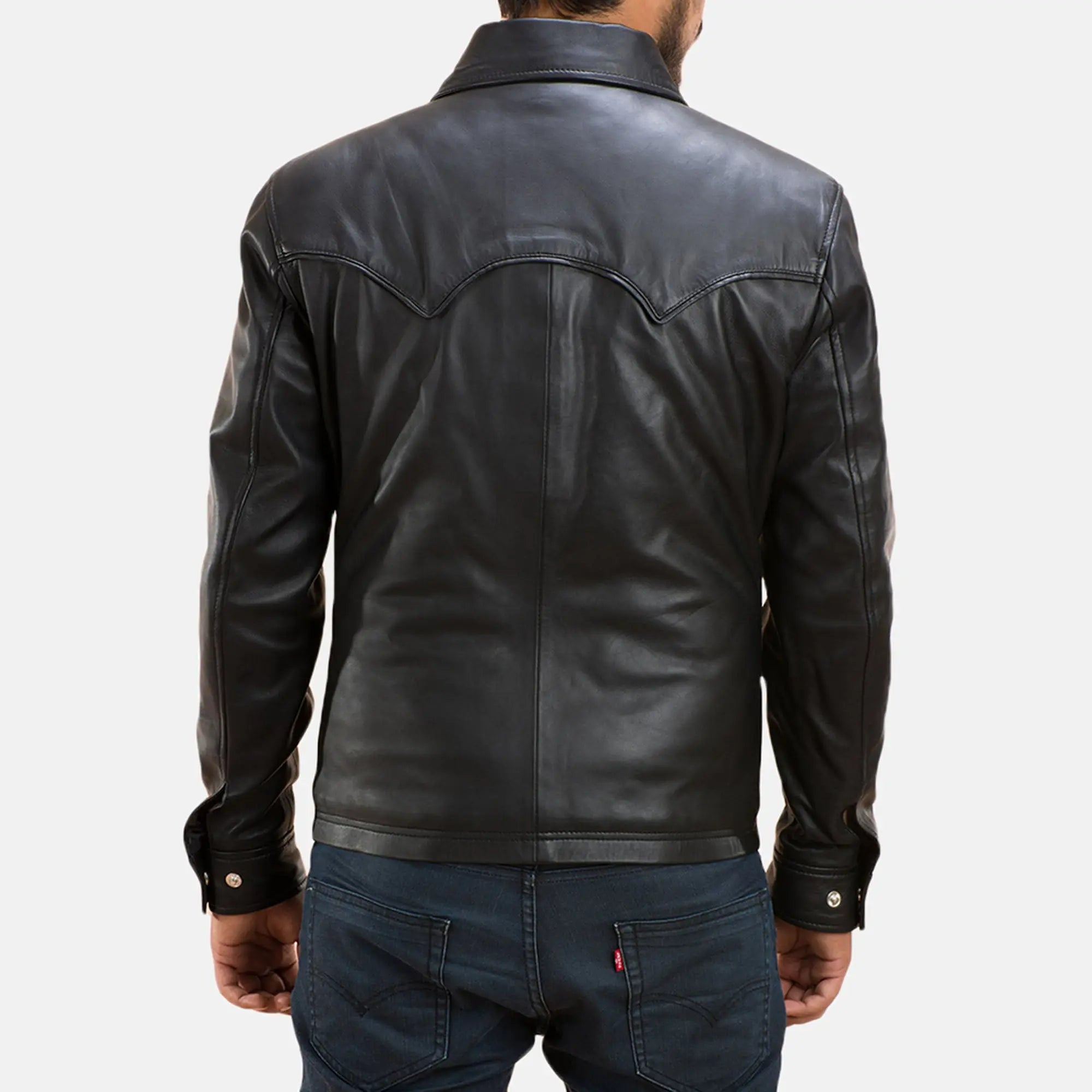 Premium black leather shirt by Leather Taboo